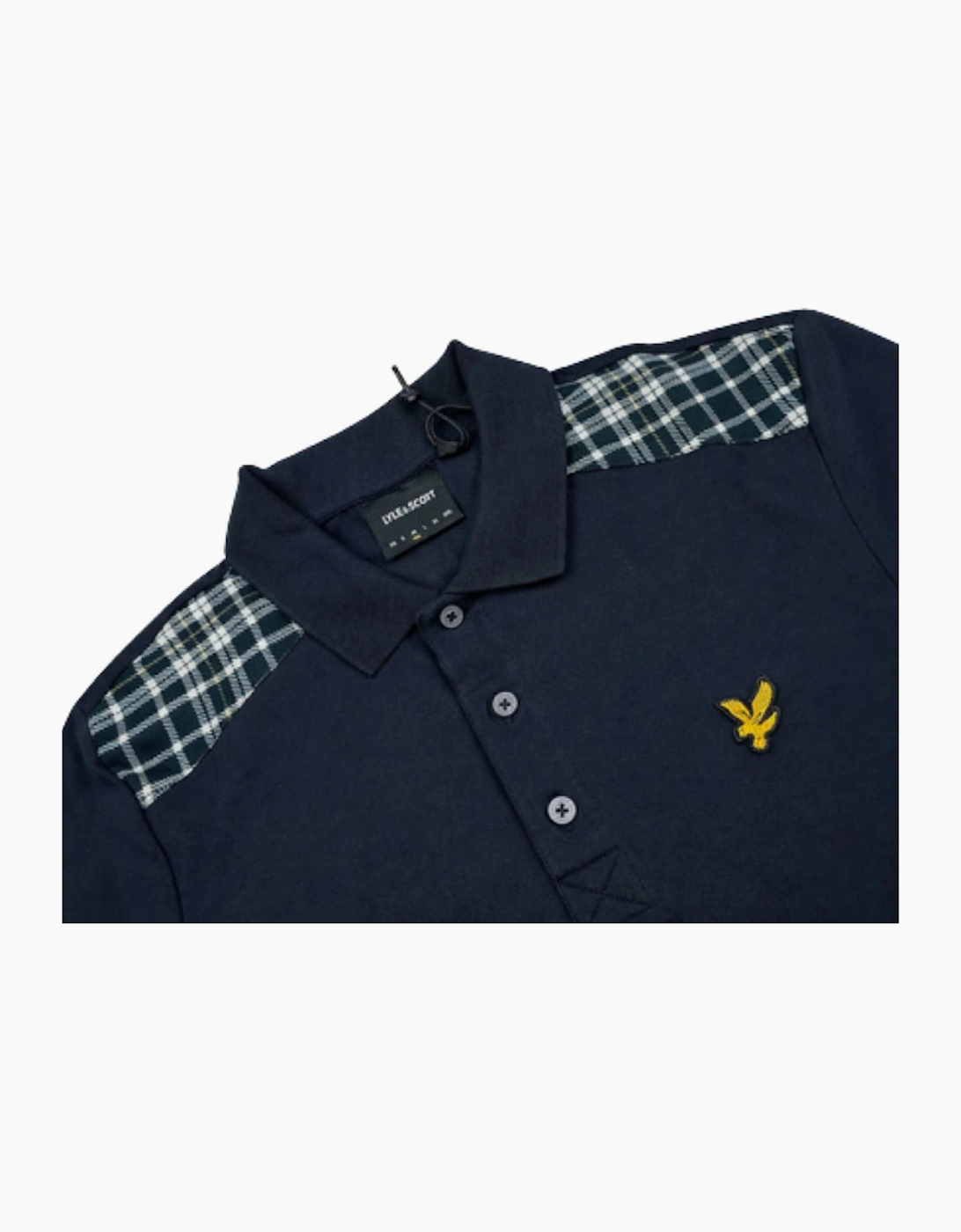 Lyle and Scott Check Panelled Dark Navy Polo Shirt