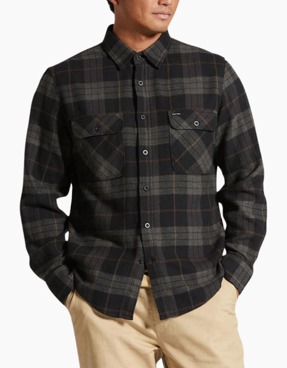 Brixton Bowery Black/Charcoal L/S Flannel Shirt