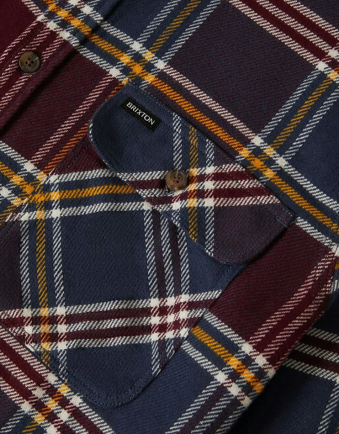Brixton Bowery Mood Indigo/Port/Saffron L/S Flannel Shirt