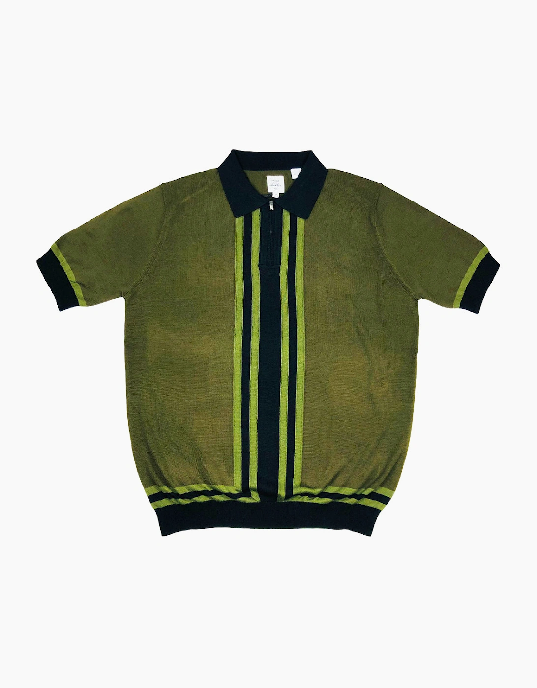 Max N Chester Black/Deep Moss Zip Knitted Polo Shirt, 3 of 2