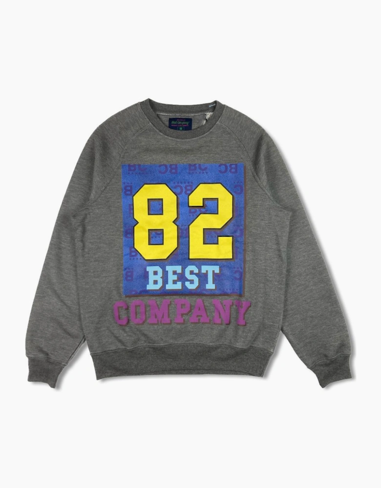 Best Company '82' Grey Crewneck Oversized Sweatshirt