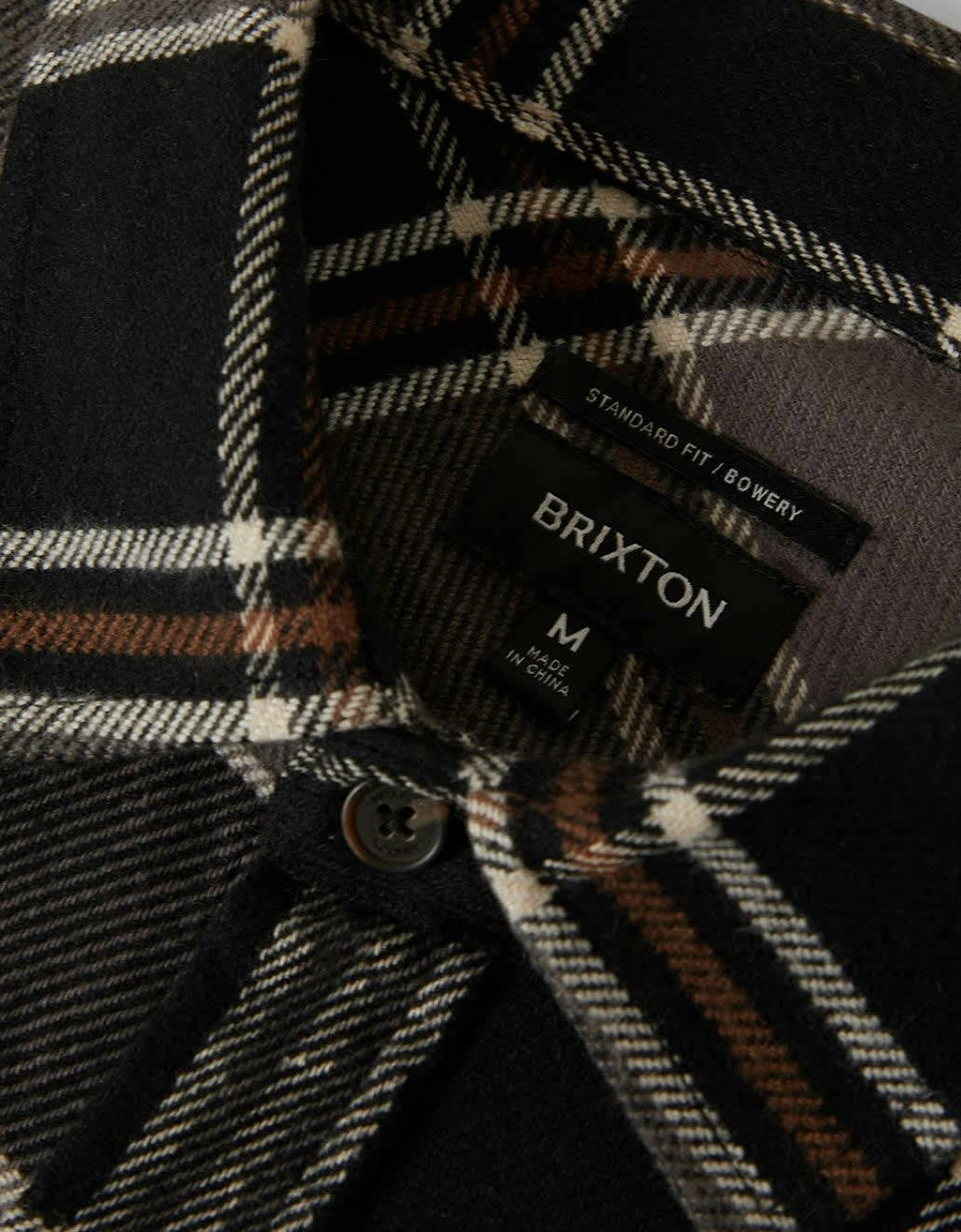 Brixton Bowery Black/Charcoal/Pinecone L/S Flannel Shirt
