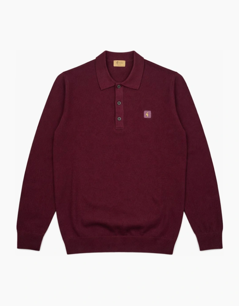 Gabicci Vintage Francesco Port Long Sleeve Polo Shirt