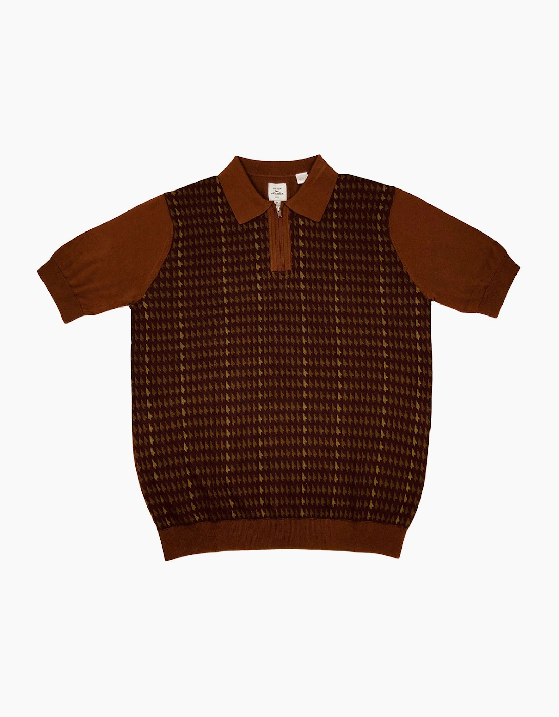 Max N Chester Brown/Deep Moss Zip Knitted Polo Shirt, 3 of 2