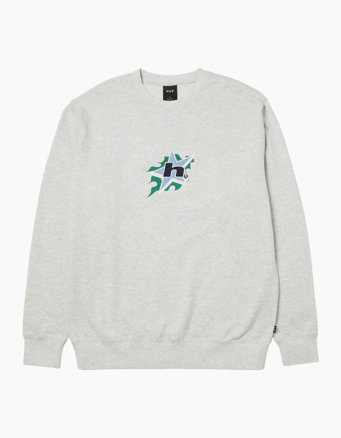 HUF H Bit Ash Grey Crewneck Sweatshirt, 3 of 2