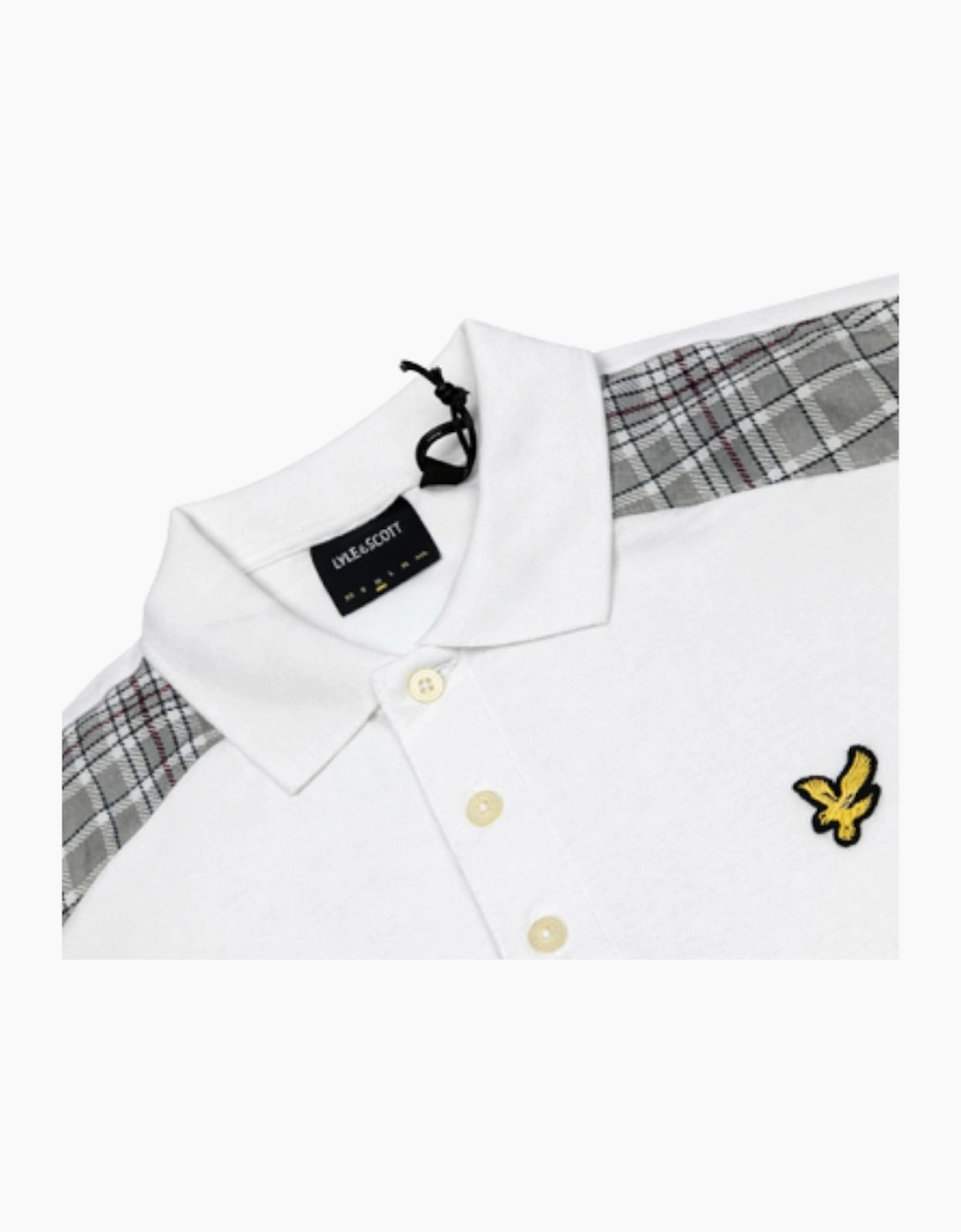 Lyle and Scott Check Panelled White Polo Shirt