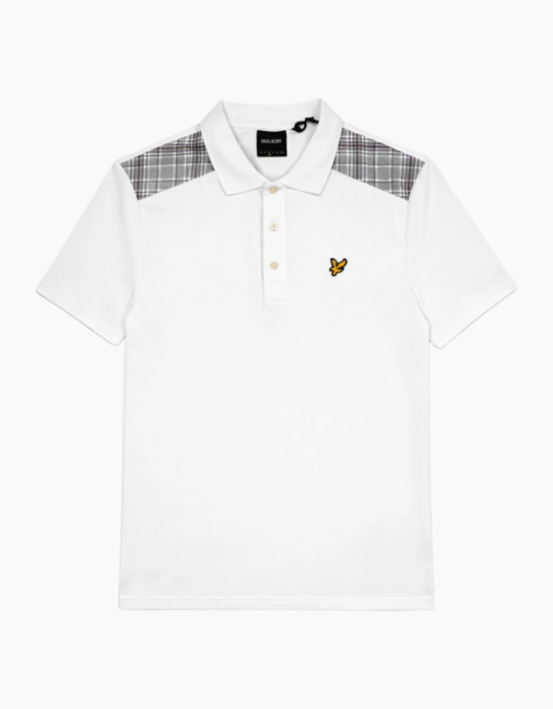 Lyle and Scott Check Panelled White Polo Shirt