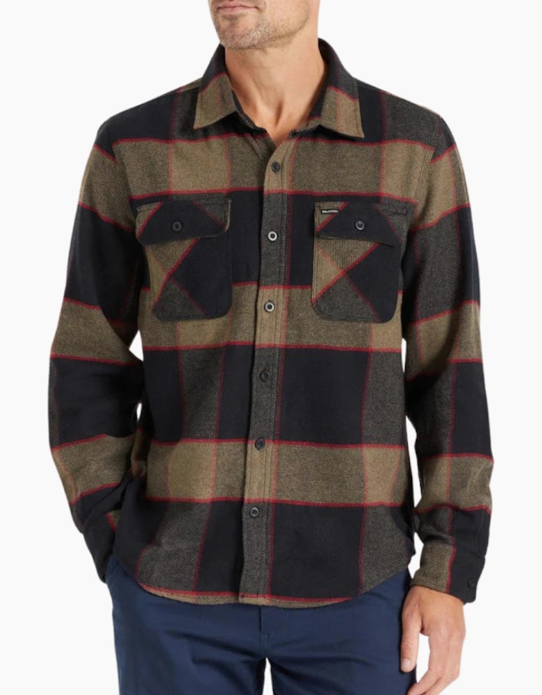 Brixton Bowery Heather Grey/Charcoal L/S Flannel Shirt
