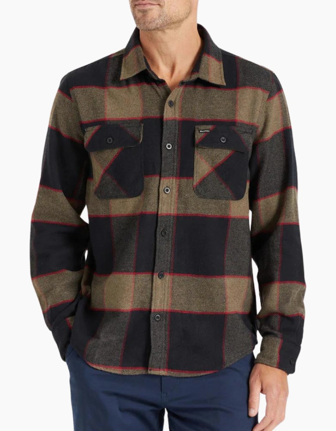 Brixton Bowery Heather Grey/Charcoal L/S Flannel Shirt