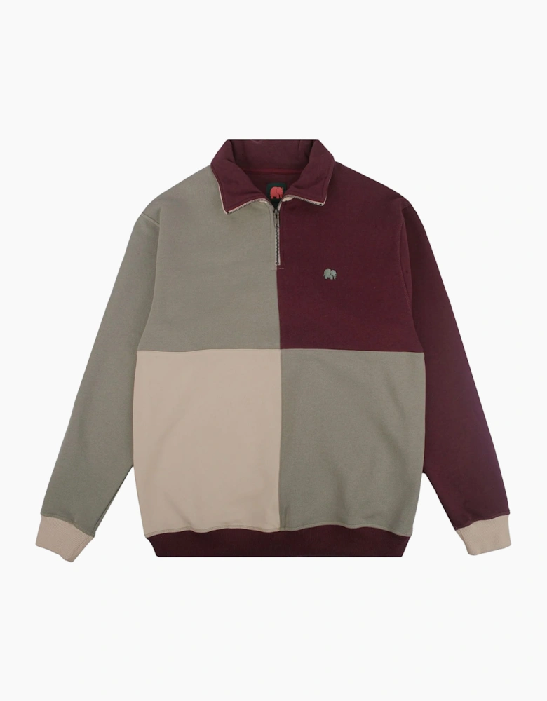 Trendsplant Quarter Zip Colour Block Iron Veil Sweatshirt