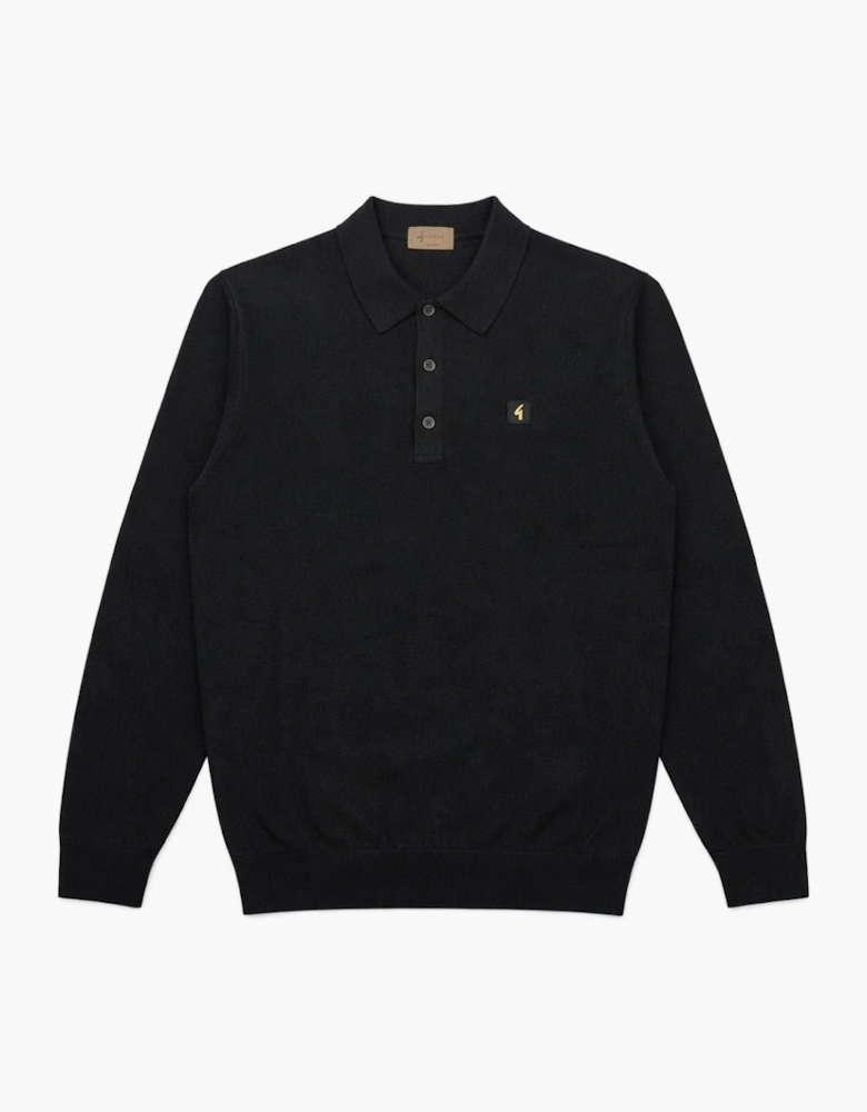Gabicci Vintage Francesco Black Long sleeve Polo Shirt