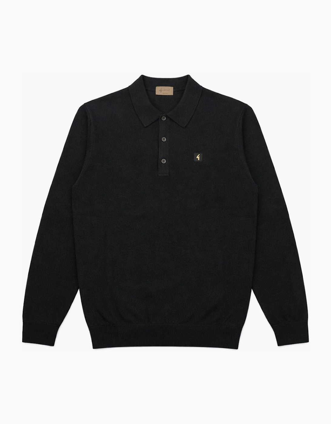 Gabicci Vintage Francesco Black Long sleeve Polo Shirt, 2 of 1