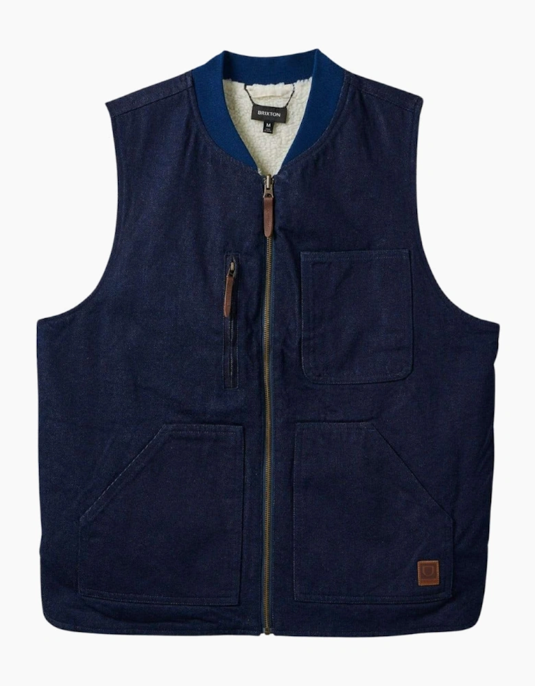 Brixton Rinse Denim/Sherpa Builders Abraham Reversible Vest Gilet