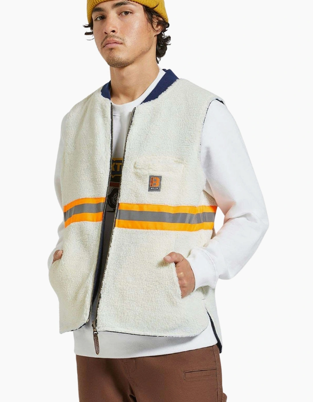Brixton Rinse Denim/Sherpa Builders Abraham Reversible Vest Gilet