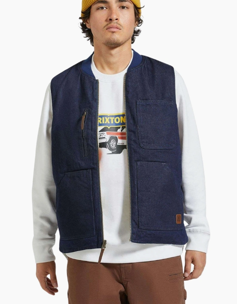 Brixton Rinse Denim/Sherpa Builders Abraham Reversible Vest Gilet