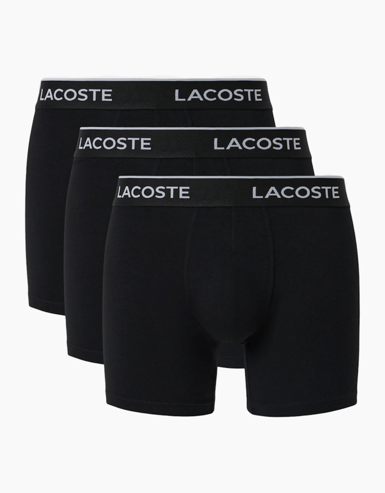 Lacoste 3 Pack Cotton Stretch Boxer Briefs Black
