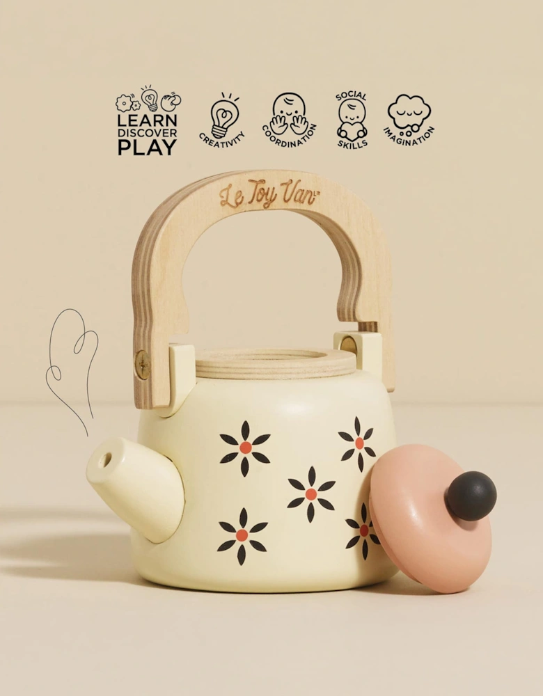 Le Toy Van Vintage Wooden Kettle (W:12cm x D:9cm x H:13.5cm)