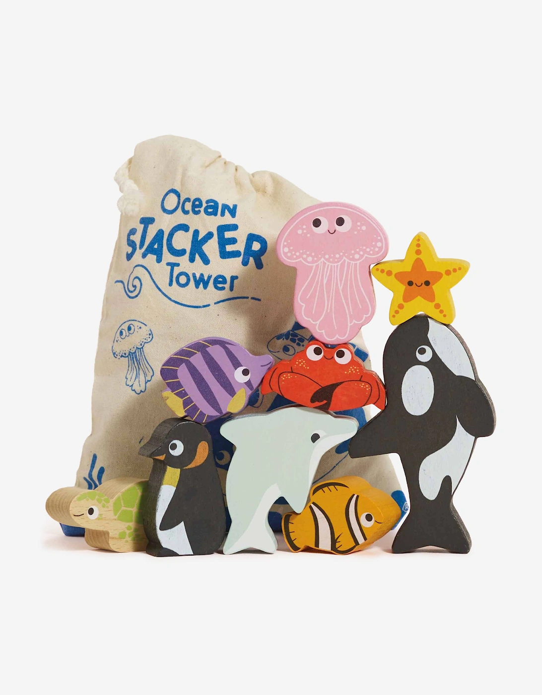 Le Toy Van Ocean Life Stacking Animals & Bag (Bag - W: 17cm H: 22.5cm), 6 of 5