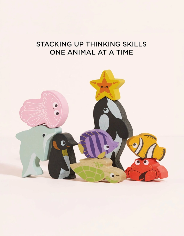 Le Toy Van Ocean Life Stacking Animals & Bag (Bag - W: 17cm H: 22.5cm)