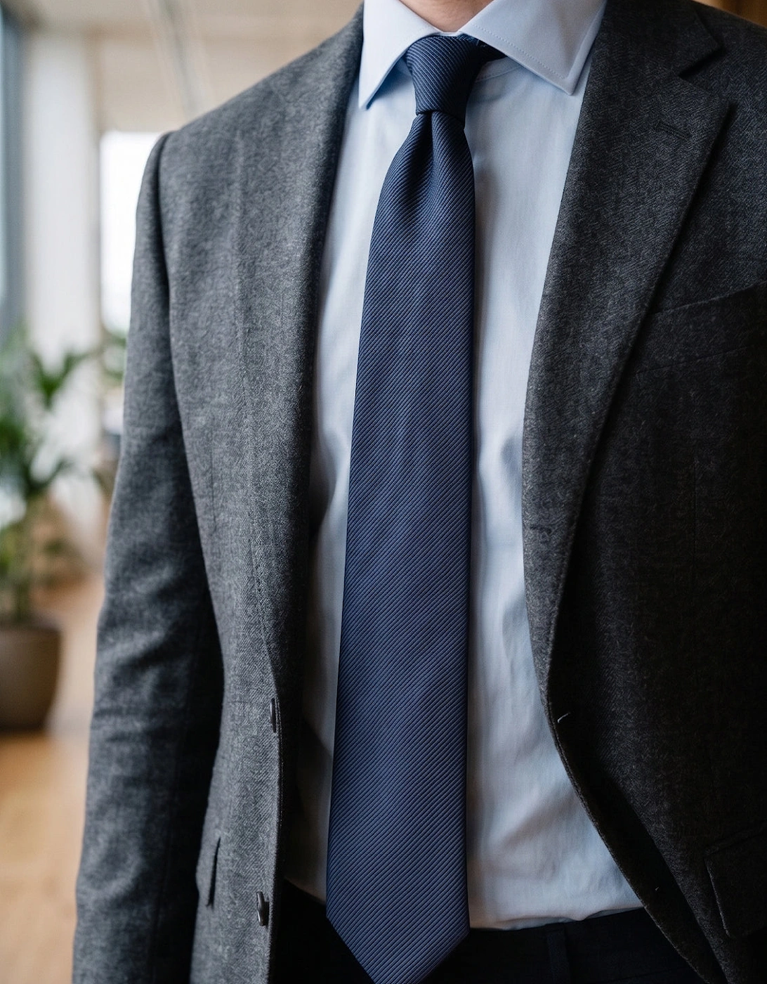Navy Ribbed Tie