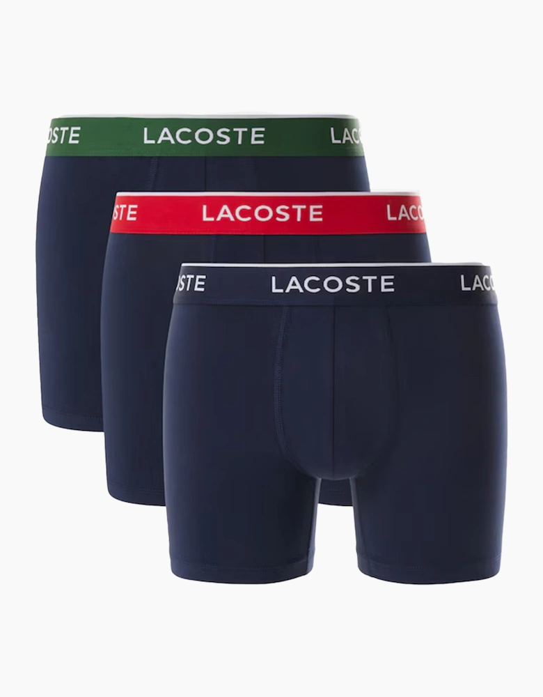Lacoste 3 Pack Cotton Stretch Boxer Briefs Navy/Multi