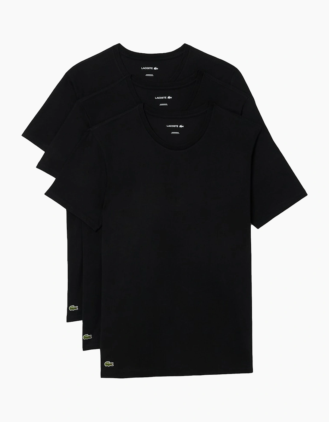 Lacoste 3 Pack Lounge Cotton T-Shirts Black/Black/Black, 4 of 3