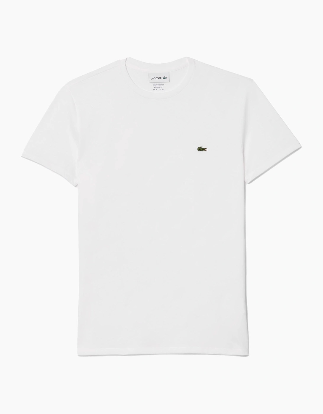 Lacoste Men's White Cotton Pima Crew Neck T-Shirt  40 L