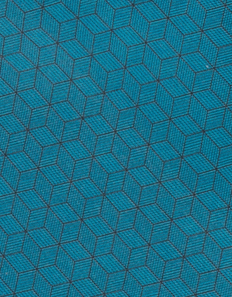 Blue Pattern Print Silk Tie