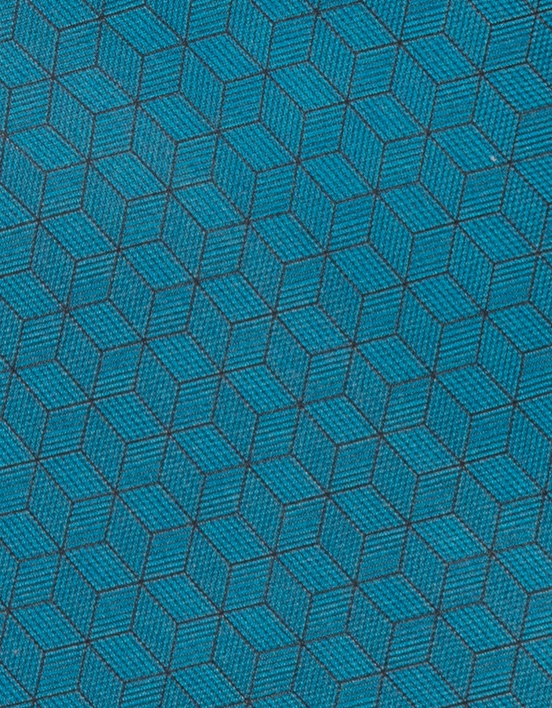 Blue Pattern Print Silk Tie