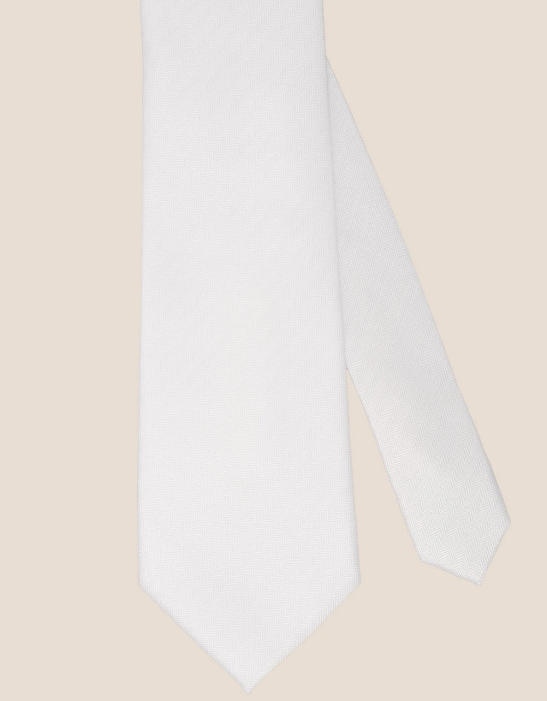 White Self Stripe Tie