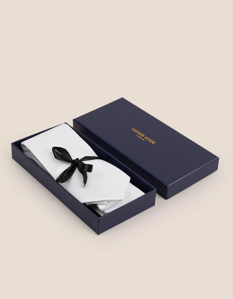 White Self Stripe Tie