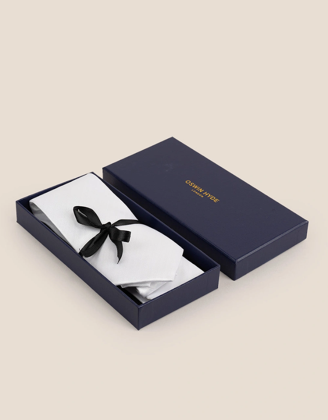 White Self Stripe Tie