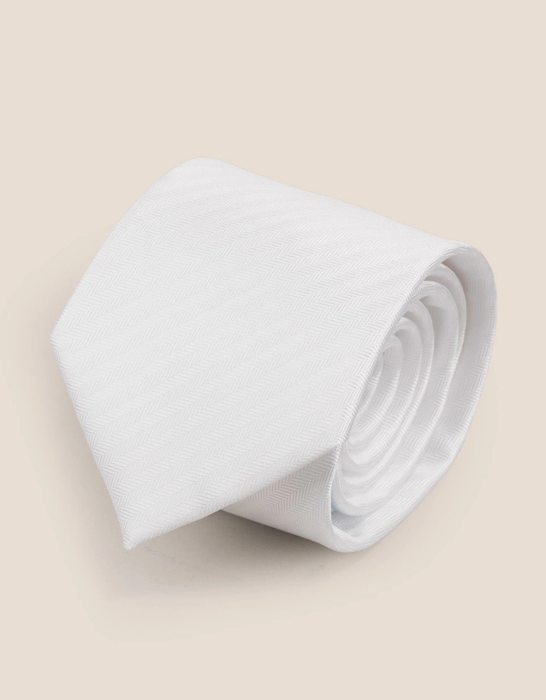 White Self Stripe Tie