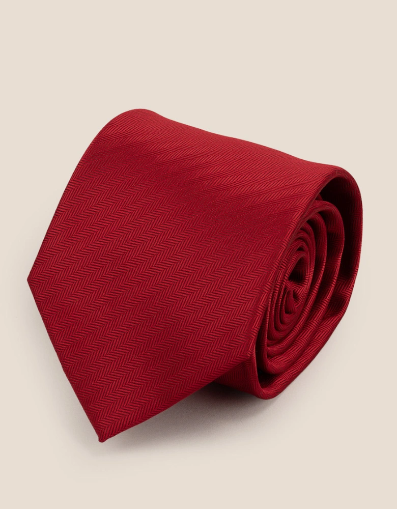 Red Self Stripe Tie