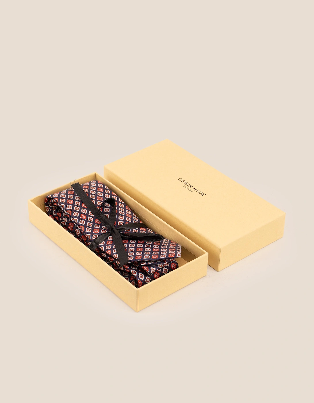 Blue Motif Print Silk Tie