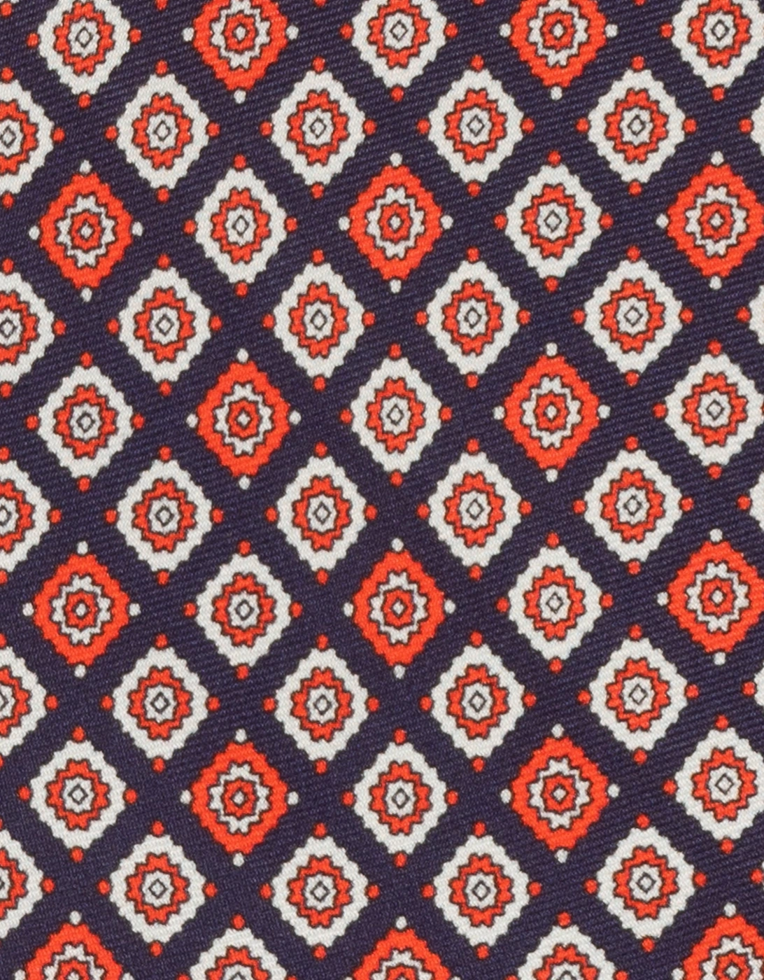 Blue Motif Print Silk Tie
