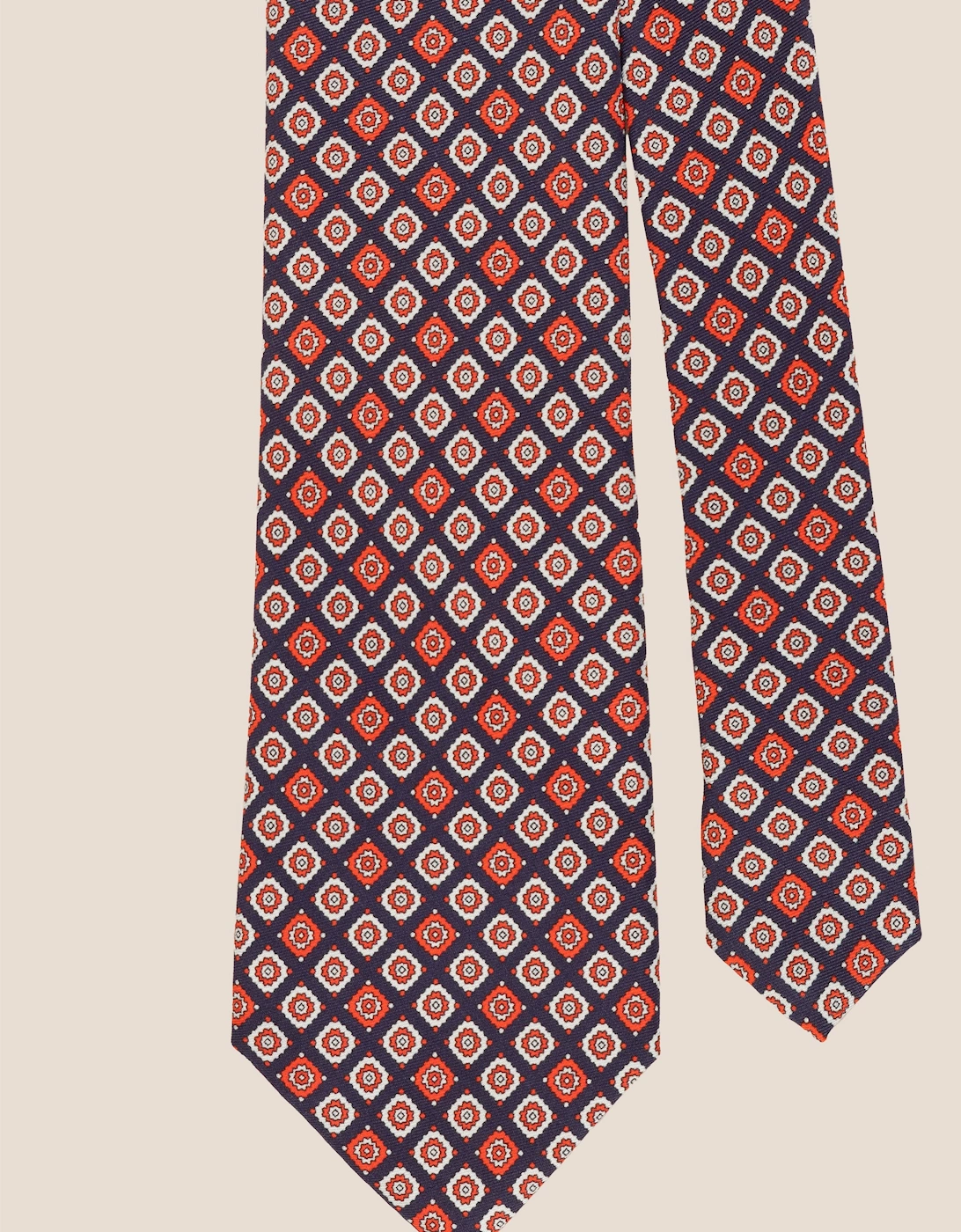 Blue Motif Print Silk Tie