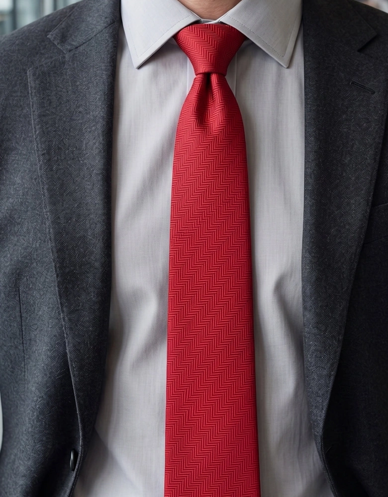 Red Self Stripe Tie