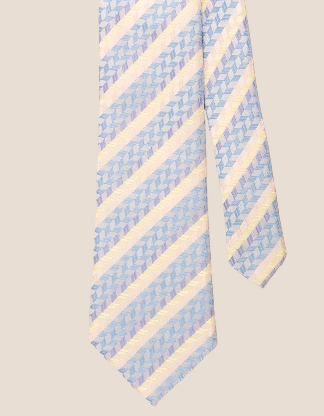 Geometric Stripes Blue Cream Tie