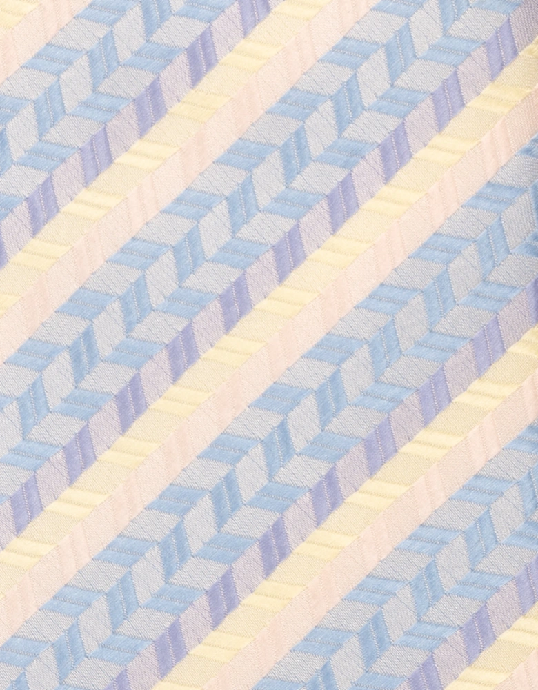 Geometric Stripes Blue Cream Tie