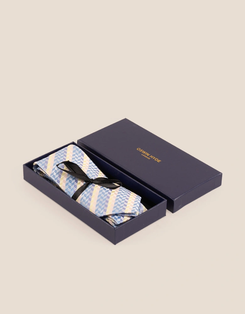 Geometric Stripes Blue Cream Tie