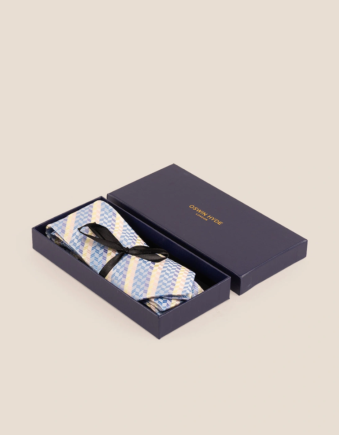 Geometric Stripes Blue Cream Tie