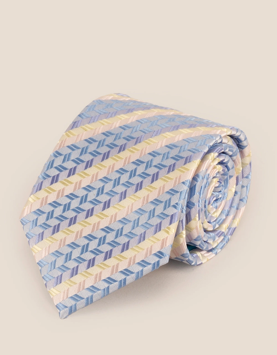 Geometric Stripes Blue Cream Tie