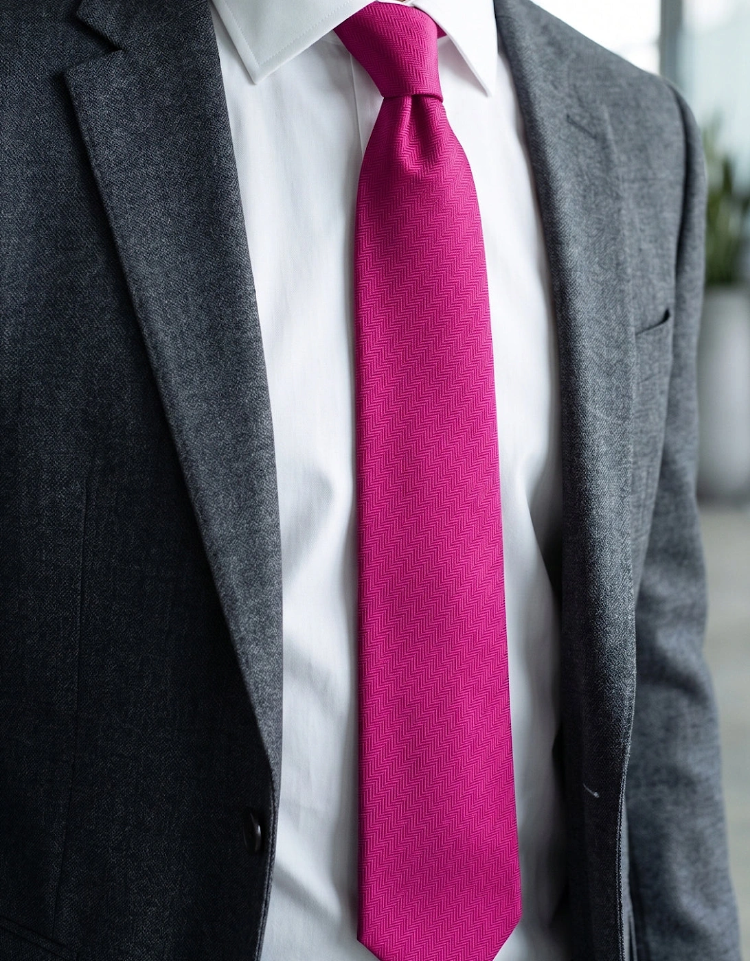 Hot Pink Self Stripe Tie