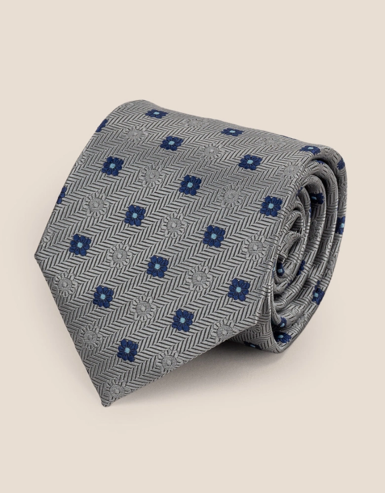Stripes and Squares Grey Tie