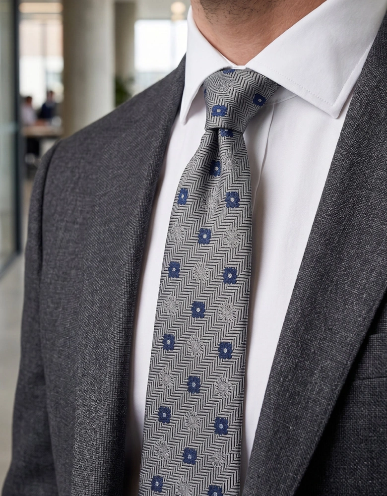 Stripes and Squares Grey Tie