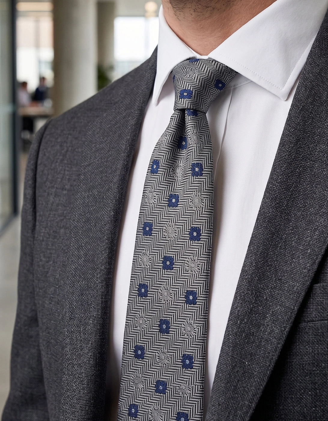 Stripes and Squares Grey Tie
