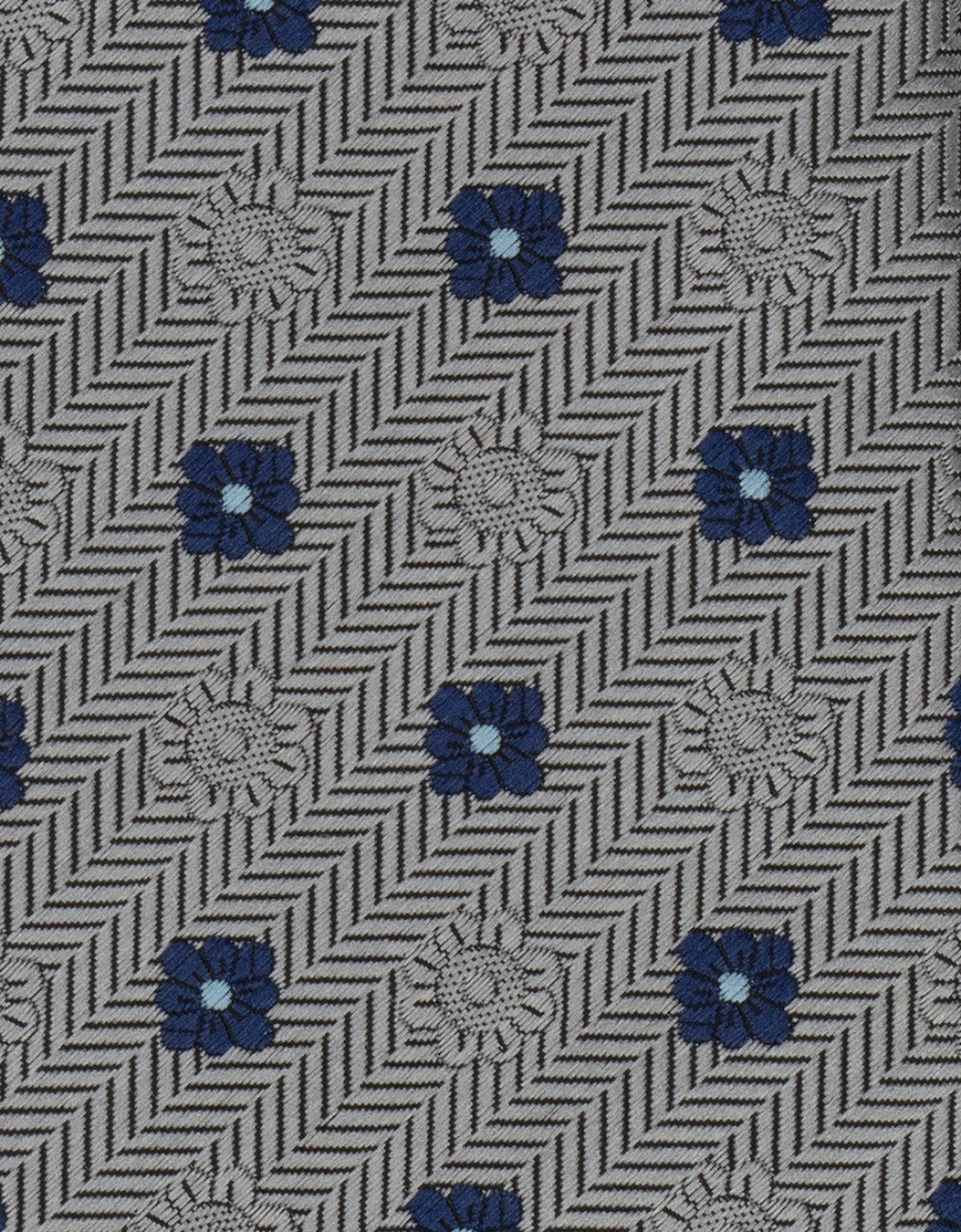 Stripes and Squares Grey Tie