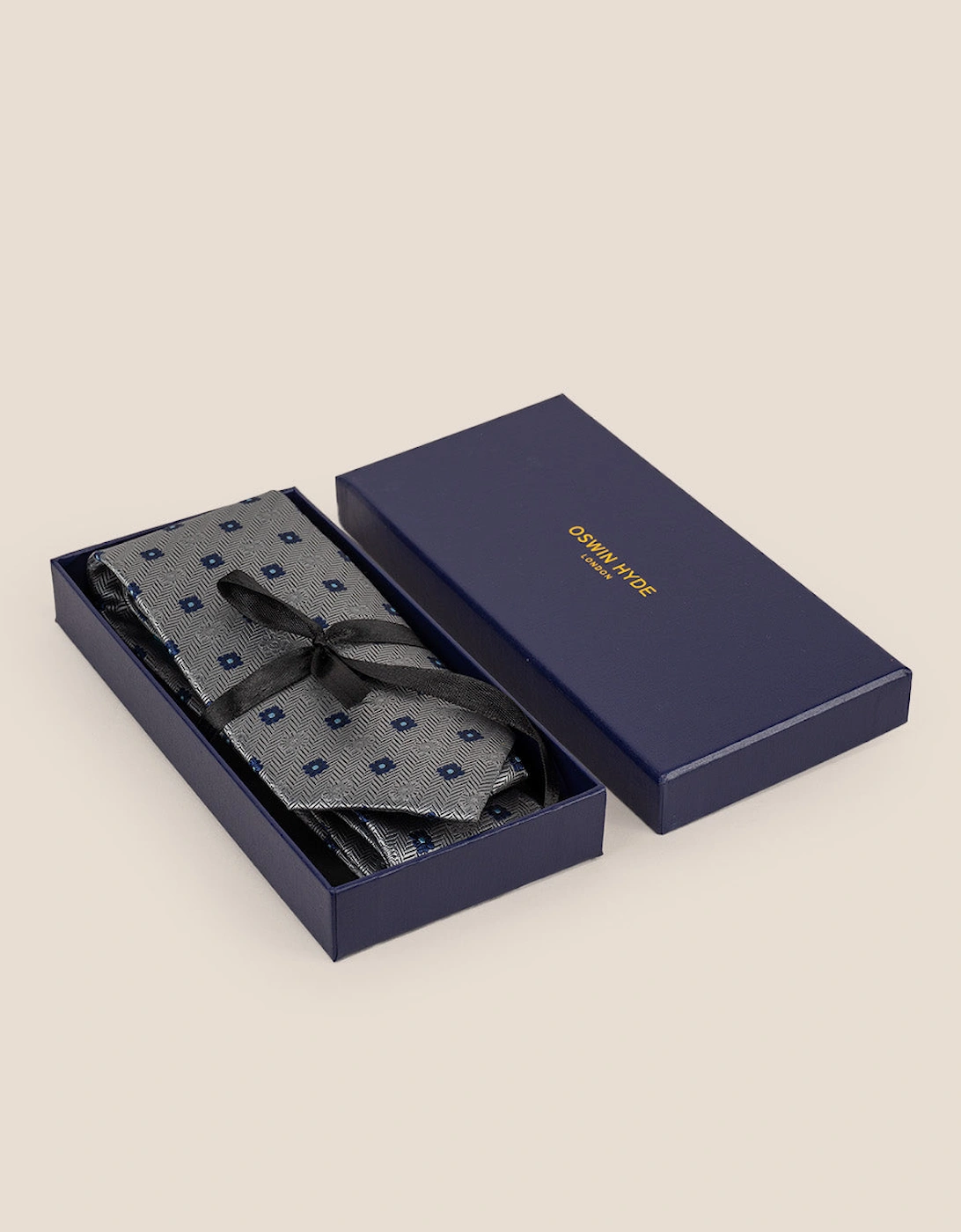 Stripes and Squares Grey Tie