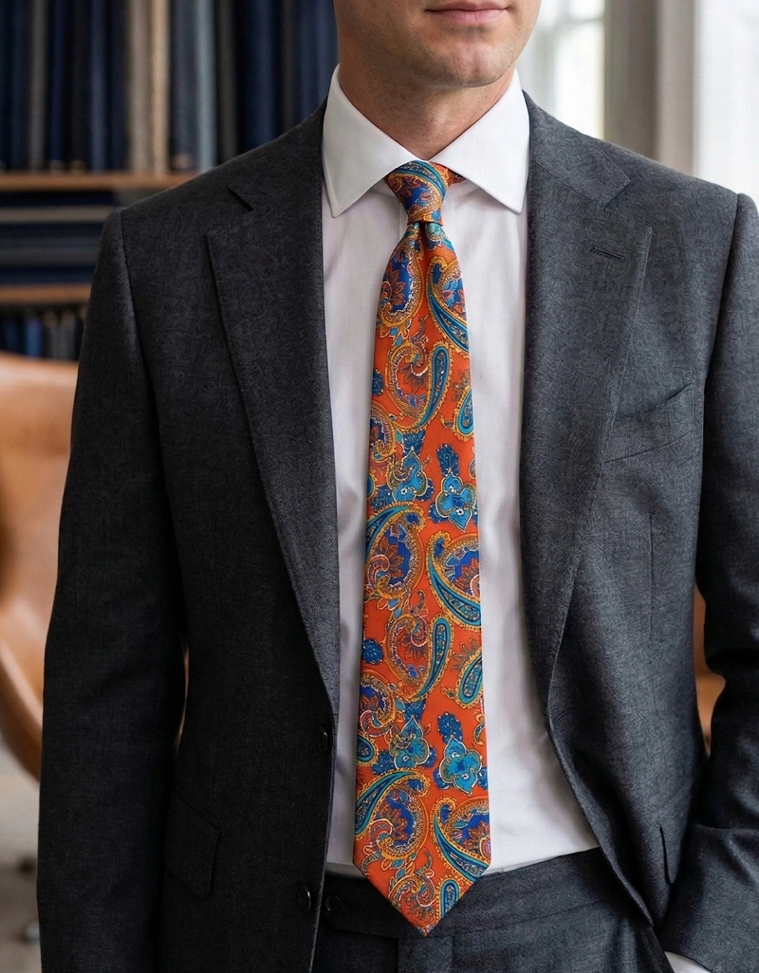 Print Orange Tie